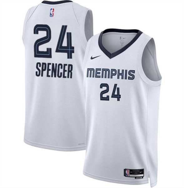 Mens Memphis Grizzlies #24 Cam Spencer White 2024 Draft Association Edition Stitched Jersey Dzhi